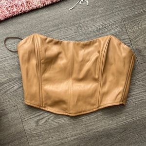 Tan leather corset top